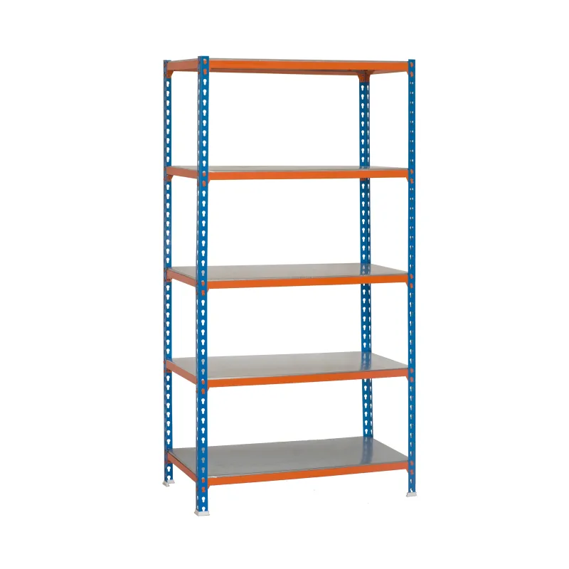 Estantería metálica en kit de 200x120x50cm y carga máx.200 kg por balda color azul/naranja/galvanizado