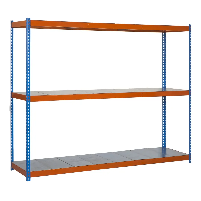 Estantería metálica sin tornillos simonrack de 3 estantes (200x180x60cm) azul-naranja y galvanizado