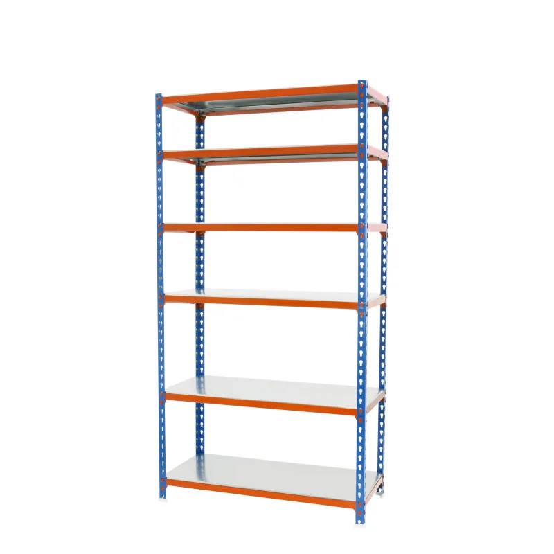 Estantería metálica en kit de 250x110x40cm y carga máx.200 kg por balda color azul/naranja/galvanizado