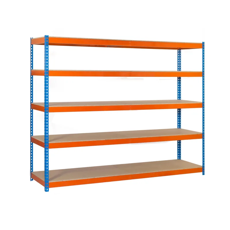 Estantería en kit de 200x150x45cm de carga máx. 600 kg por balda color azul/naranja/madera