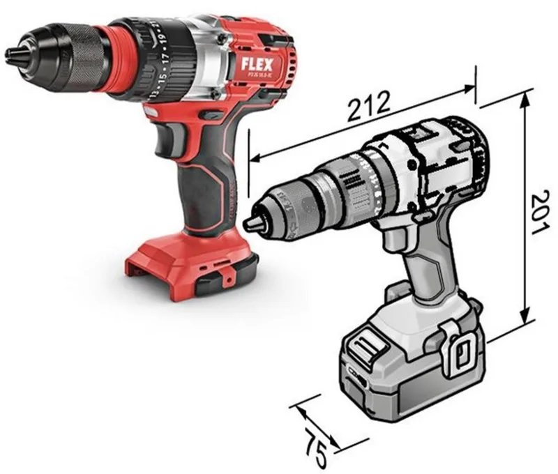 Visseuse / perceuse à 2 vitesses 18v pd 2g 18.0-ec flex - accessoires + l-boxx - sans batterie ni chargeur - 447501
