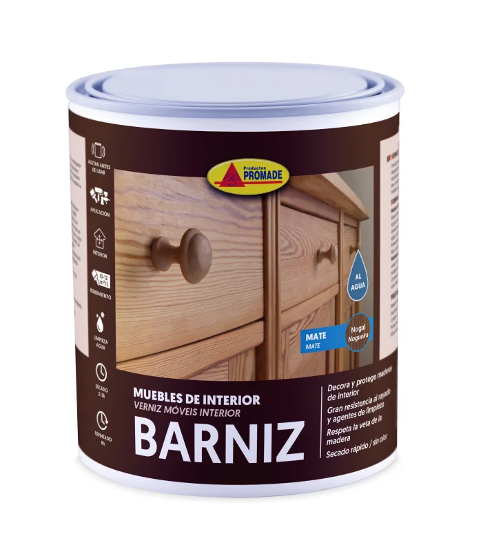 Barniz de madera interior mate promade 750ml nogal