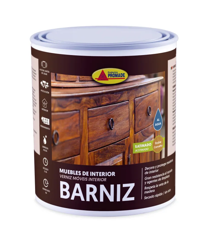 Barniz de madera interior satinado promade 2.5l roble