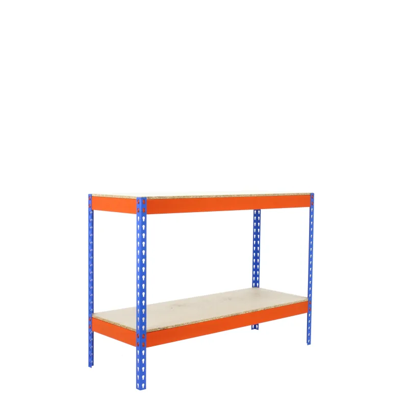 Estantería en kit de 90x150x45 cm de carga máx. 400 kg por balda color azul/naranja/madera