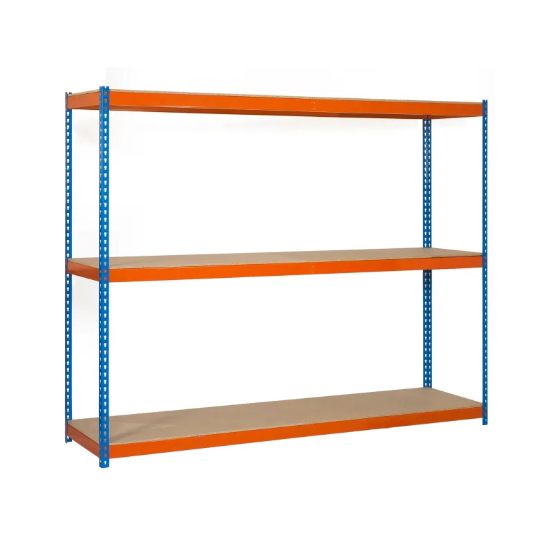 Estantería en kit de 150x150x45cm de carga máx. 600 kg por balda color azul/naranja/madera