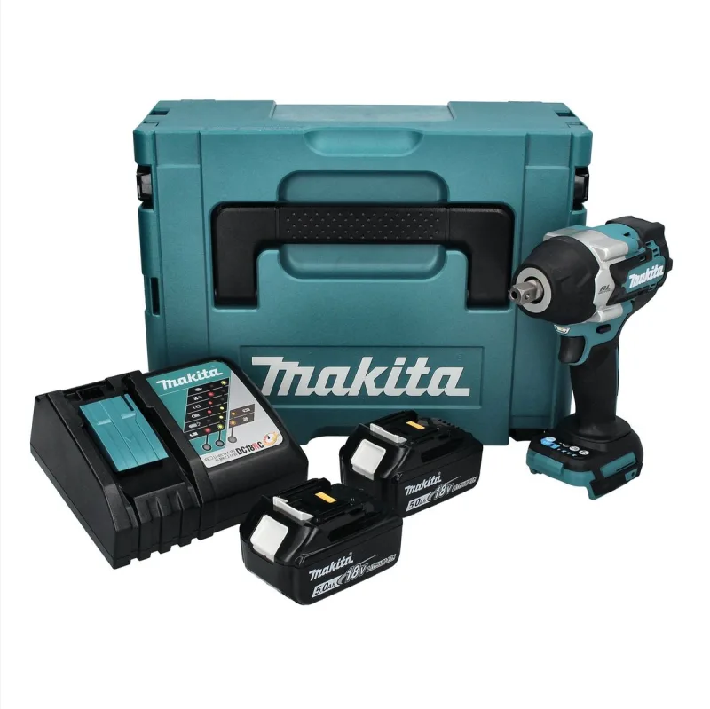 Makita dtw 701 rtj boulonneuse à chocs 18 v 700 nm 1/2 xpt brushless + 2x batteries 5.0 ah + 1x chargeur + makpac