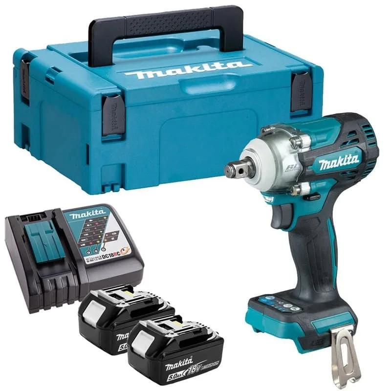 Makita dtw300rtj visseuse à percussion sans fil, sans balai, 1/2, 18v, 330 nm + 2x batteries 5,0 ah + 1x chargeur + 1x makpac