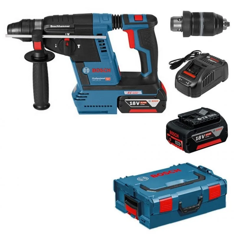 Martillo de perforación de la batería gbh 18 v-26 f con 2x 5.0 ah akkul-boxx