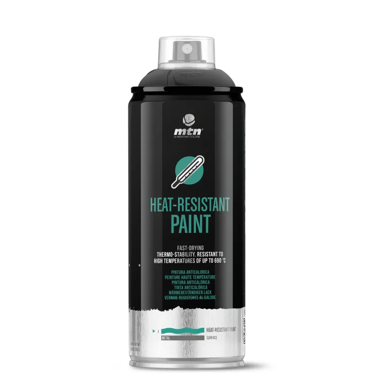 Spray pintura alta temperatura pro montana mate 400ml negro