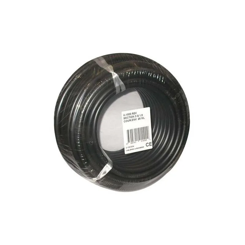Cable rígido r2v u1000 3g1.5 25m negro