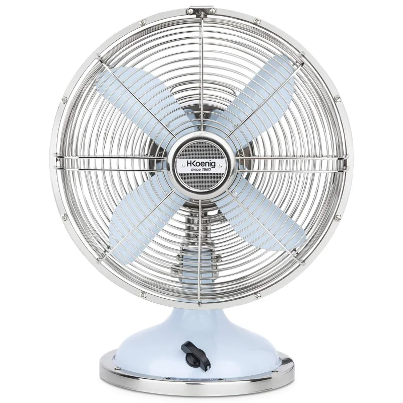 Ventilador joe50_blue h.koenig , 3 velocidades, 4 aspas, diseño retro, azul
