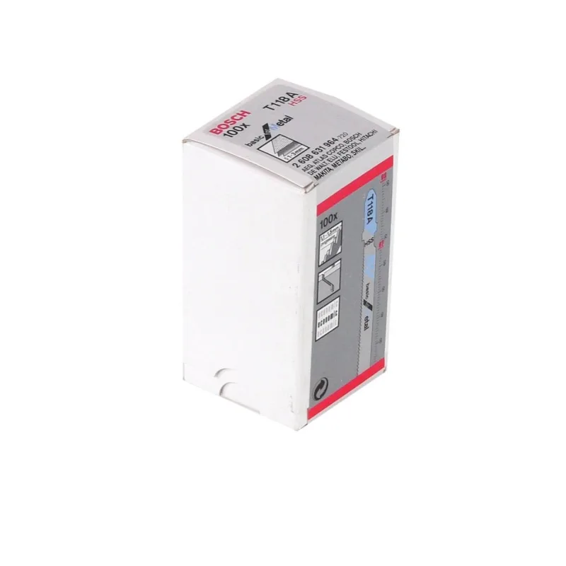 Bosch t 118 a lames de scie sauteuse basic for metal pour travaux dans le métal - 100 pcs. - denture fraisée, pour scies sauteuses avec systèmes de