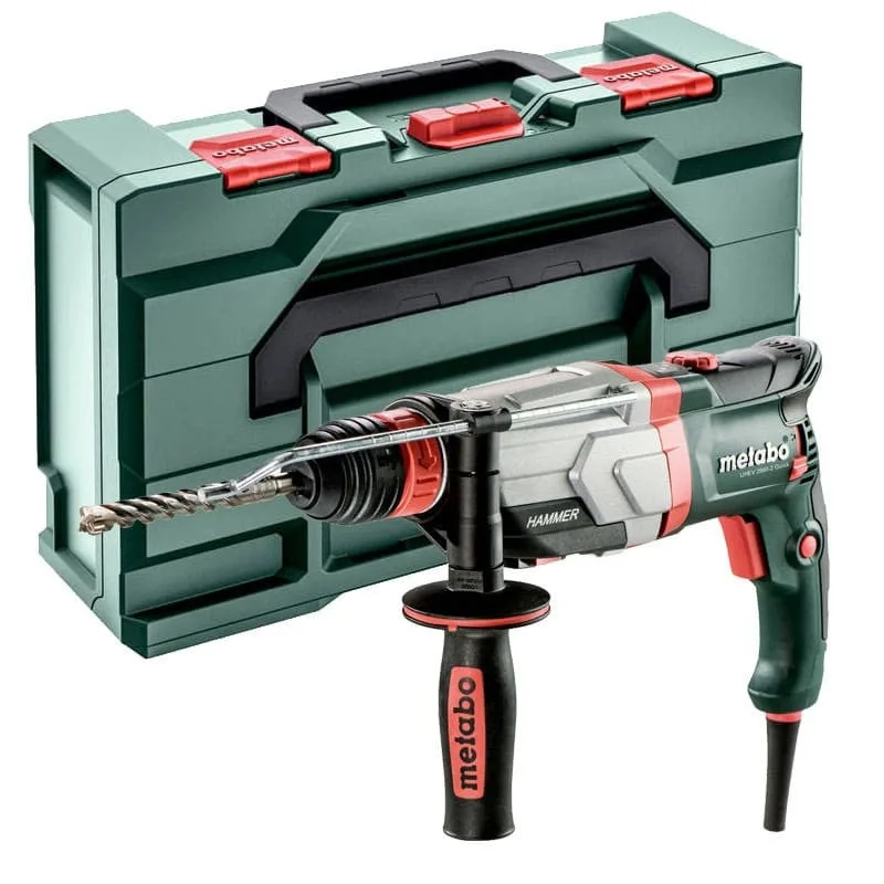 Metabo uhev 2860-2 quick perforateur burineur 1100 w 3,4 j sds plus ( 600713510 ) + coffret de transport + foret et burin - 10 pièces
