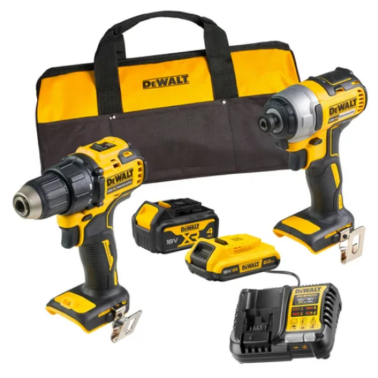 Kit 2 herramientas taladro atornillador dcd708 + atornillador de impacto dcf787 + 2 baterías (2ah y 4ah) + cargador + bolsa - dewalt - dck2078mdr-qw