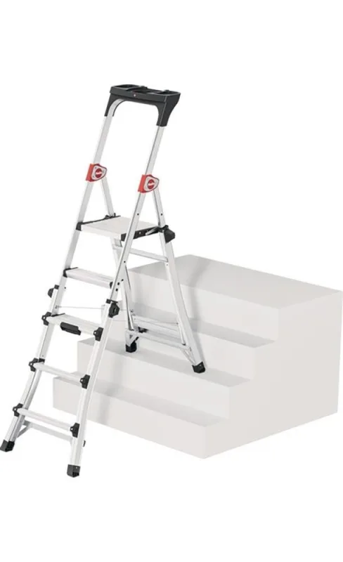 Hailo échelle escabeau 100 topline marches 3-5 aluminium anodisé