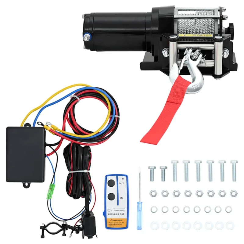 Cabrestante eléctrico placa montaje guía de rodillo 12v 1360kg vidaxl