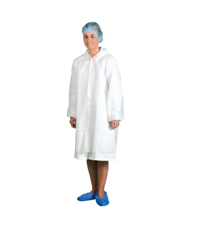 Bata de pp con abertura frontal para visitas, desechable, blanco portwest d118