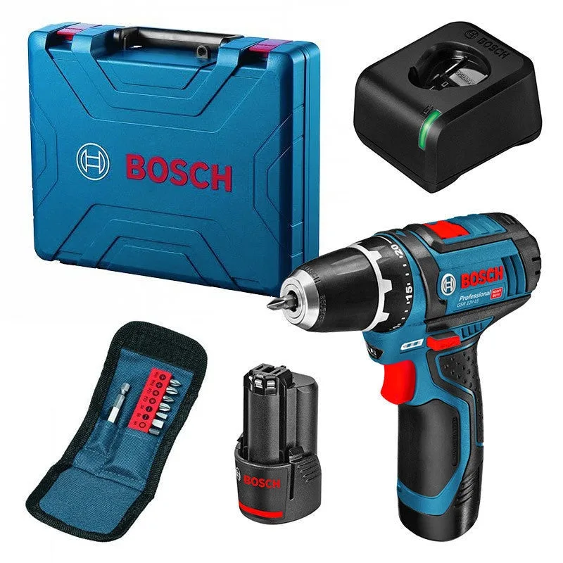 Taladro de batería 12v gsr 12v-15 | caso de batería 2x 2.0ah