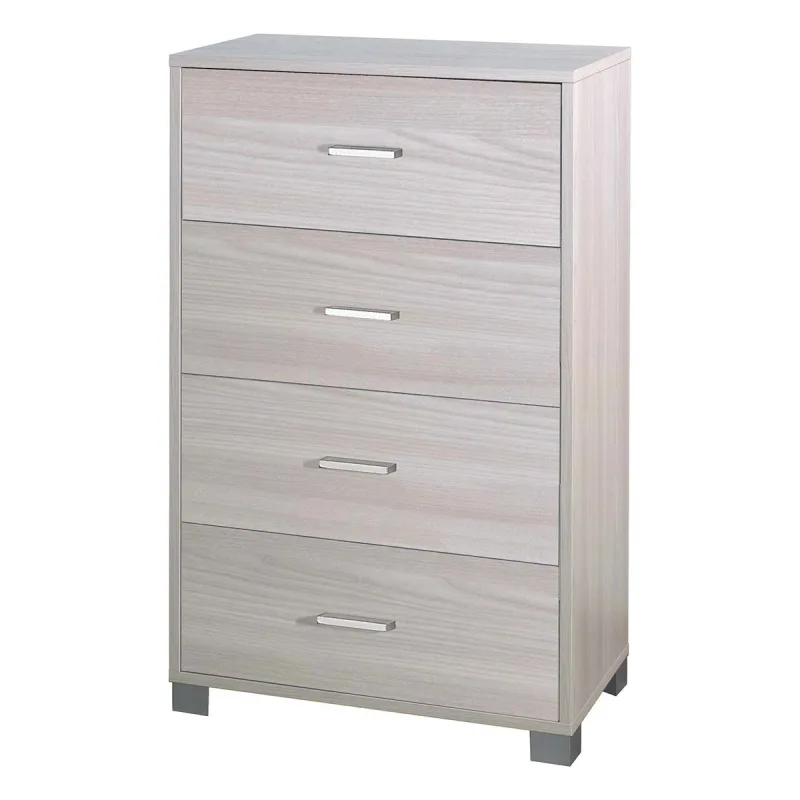 Cómoda de dormitorio con cuatro cajones olmo claro 70x41x h112 cm