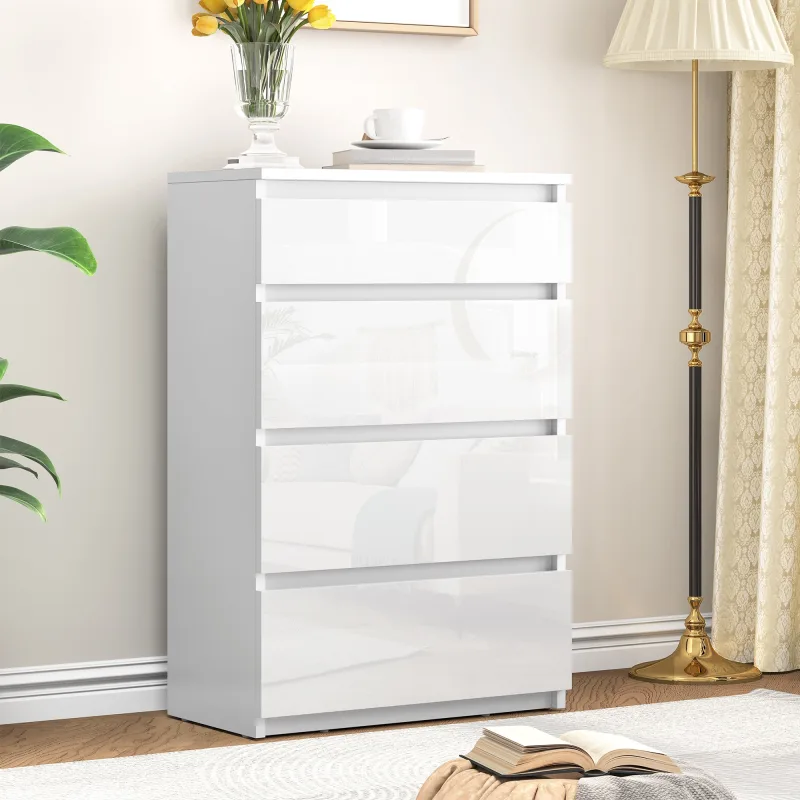 Cómoda de madera de 4 cajones yitahome, mueble de dormitorio, armario de almacenamiento, color blanco