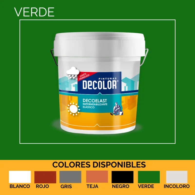 Revestimiento impermeabilizante elástico verde para terrazas, cubiertas, tejados, etc. 15 litros