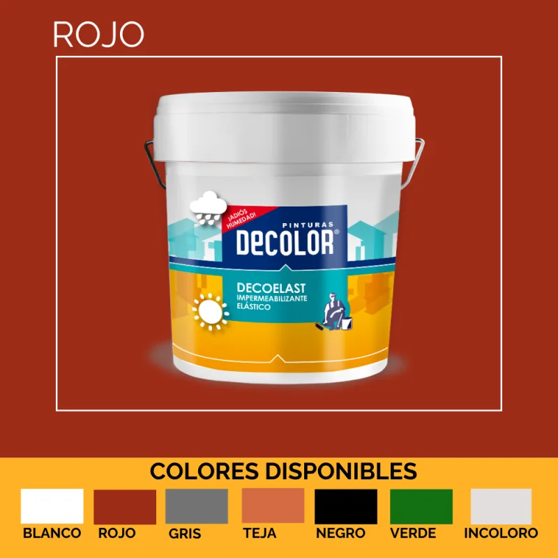 Revestimiento impermeabilizante elástico rojo para terrazas, cubiertas, tejados, etc. 15 litros