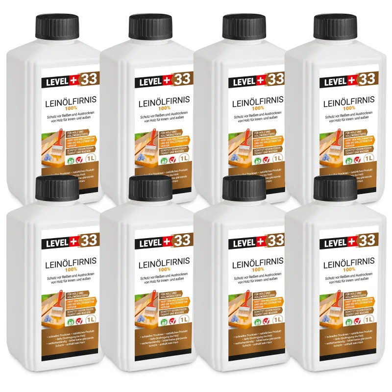 Aceite de linaza barniz protección madera barniz cuidado madera sin resina l+33 - 8x1l
