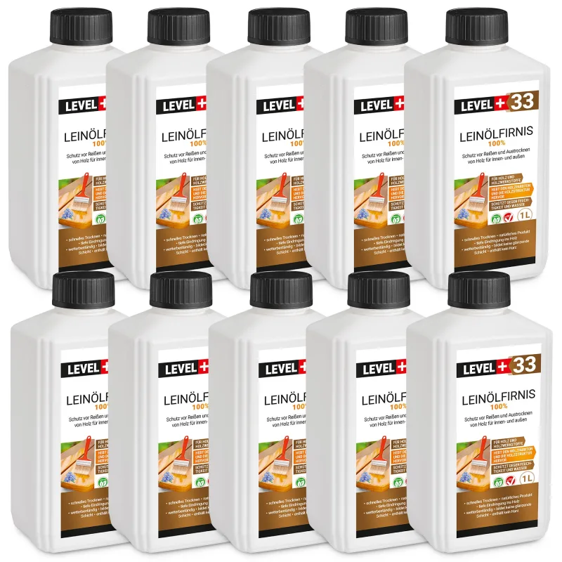 Aceite de linaza barniz protección madera barniz cuidado madera sin resina l+33 - 10x1l