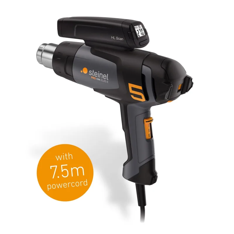 Steinel pistola térmica con cable hm 2120 e carwrapper, 2200 w, cable de 7,5 m y escáner de temperatura