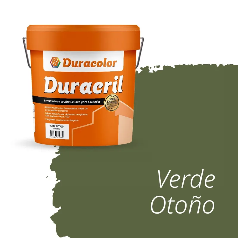 Pintura para fachada duracril liso verde otoño - duracolor - 12 litros, alta protección y acabado liso
