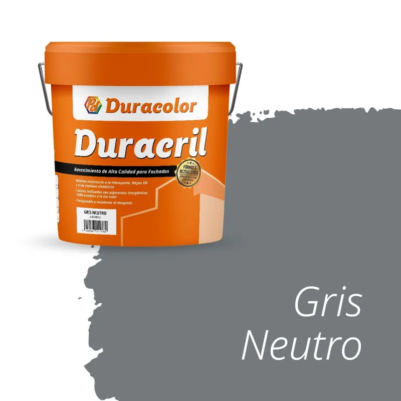 Pintura para fachada duracril liso gris neutro - duracolor - 12 litros, alta protección y acabado liso