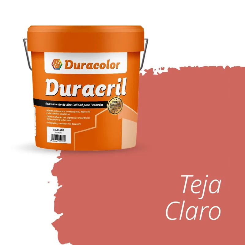 Pintura para fachada duracril liso teja claro - duracolor - 12 litros, alta protección y acabado liso