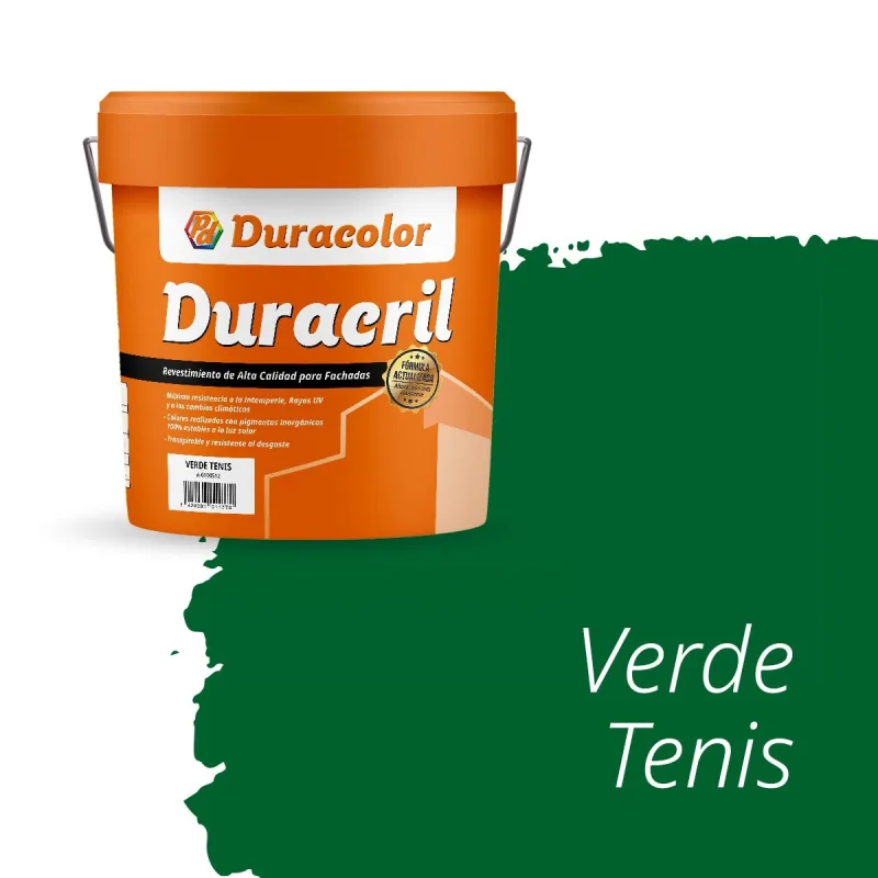 Pintura para fachada duracril liso verde tenis - duracolor - 12 litros, alta protección y acabado liso