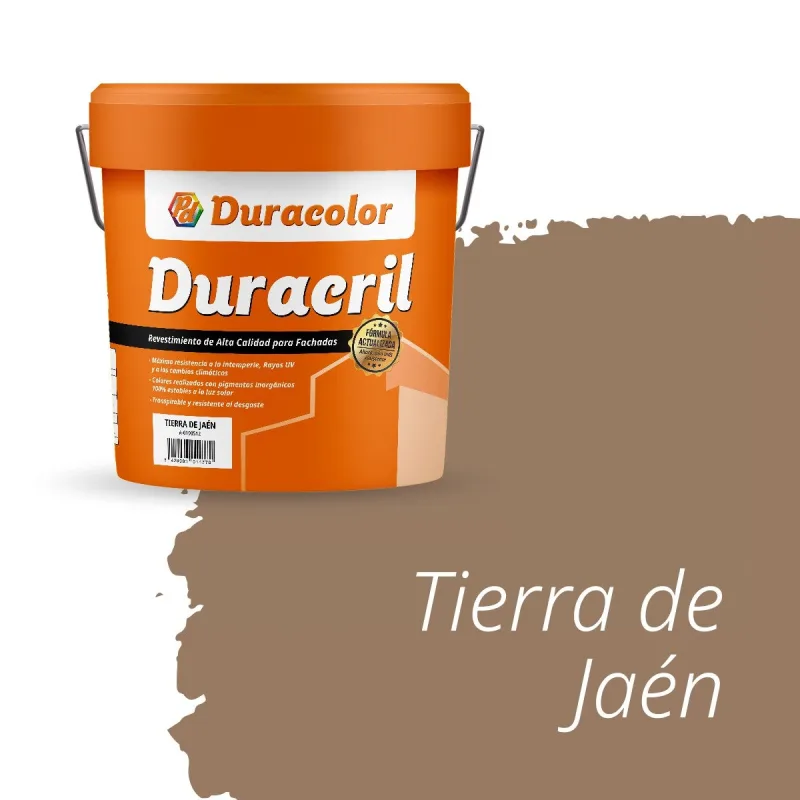 Pintura para fachada duracril liso tierra de jaén - duracolor - 12 litros, alta protección y acabado liso