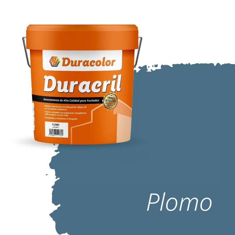 Pintura para fachada duracril liso plomo - duracolor - 12 litros, alta protección y acabado liso