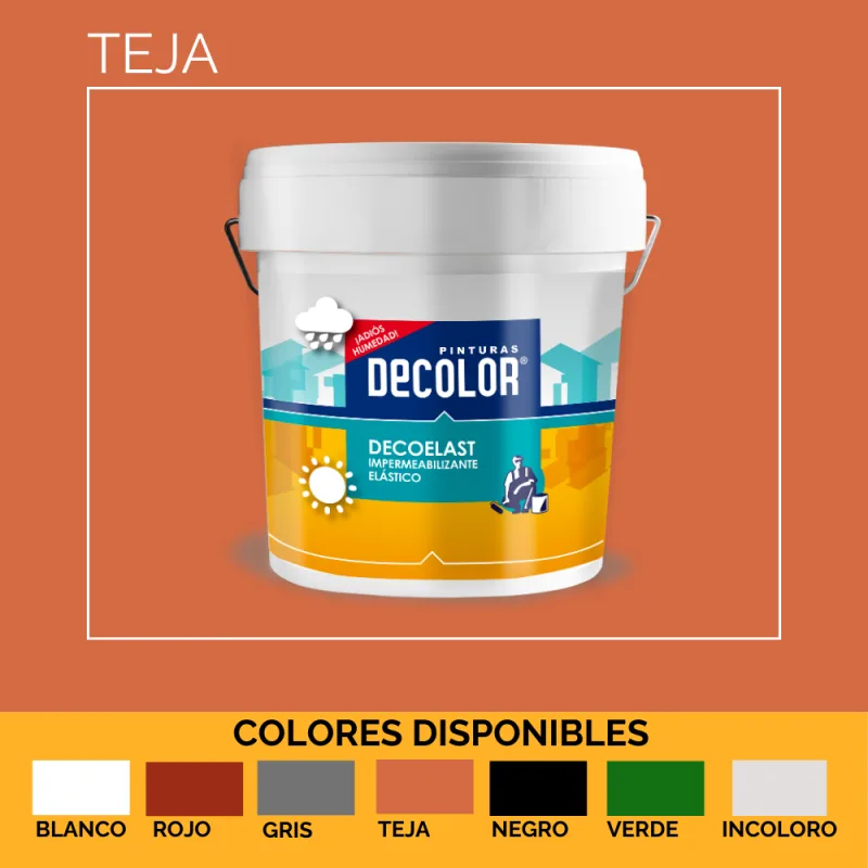 Revestimiento impermeabilizante elástico rojo teja para terrazas, cubiertas, tejados, etc. 15 litros