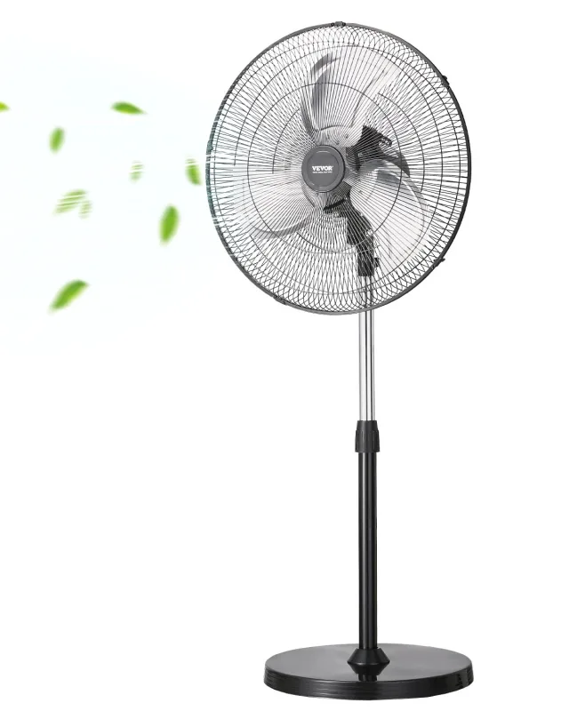 Ventilador de pie industrial, 450 mm, oscilante a 90°, altura ajustable, 3 velocidades, flujo de aire máx. 5400 cfm, para dormitorio, sala, casa vevor