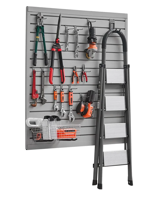 Panel de listones para garage,vevor 1230 x 1235 mm,panel almacenaje de herramientas pvc con diseño modular,soporte de herramientas de pared,gris