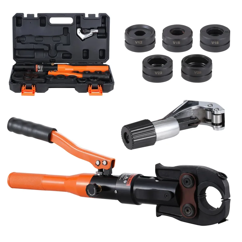 Prensadora hidráulica para tubos de cobre succebuy con mordazas v12/15/18/22/28 rotación 360° para espacios reducidos y conexiones en t