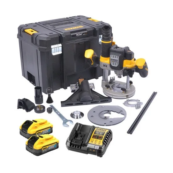 Défonceuse xr 18v brushless - dewalt - avec 2 batteries 18v 5.0ah - chargeur - tstak - dcw620h2-qw