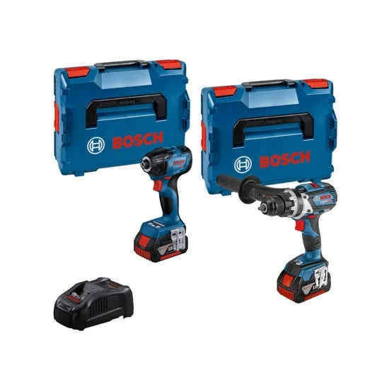 Combi-kit 2 outils 18v - perceuse visseuse sans fil gsr 18v-110c + boulonneuse sans fil gdr 18v-210c + 2 batteries gba 18v 5.0ah + chargeur rapide ga