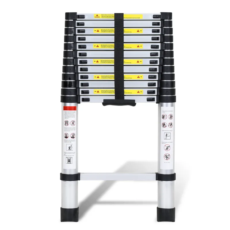 Escalera telescópica 13 peldaños 3,8m, uso regular, adecuada para trabajos en altura y intervenciones profesionales