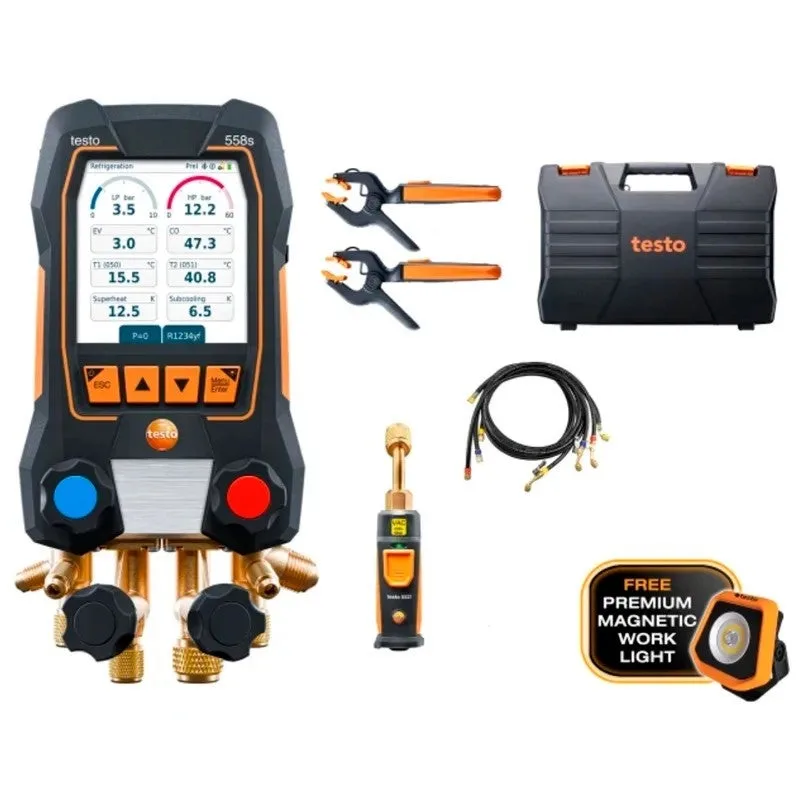 Set analizador de refrigeración testo 558 - set smart bluetooth con vacuómetro, mangueras y sondas de temperatura