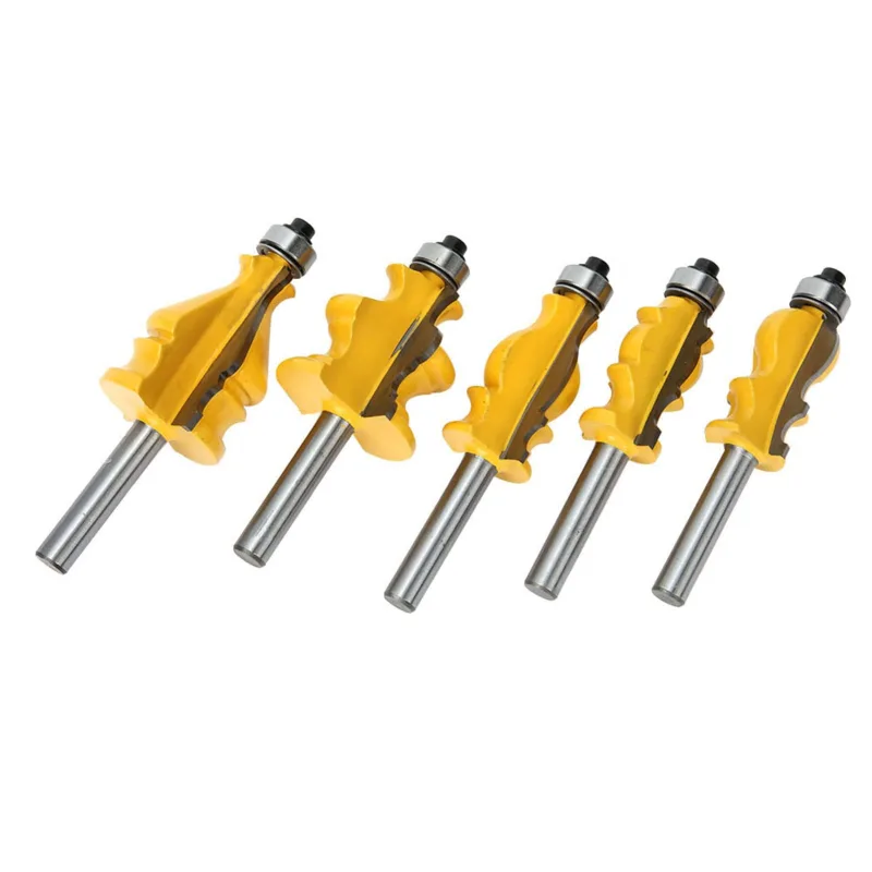 Juego de 5 brocas para fresadora de puertas de gabinete con vástago de 8 mm, herramientas para carpintería
