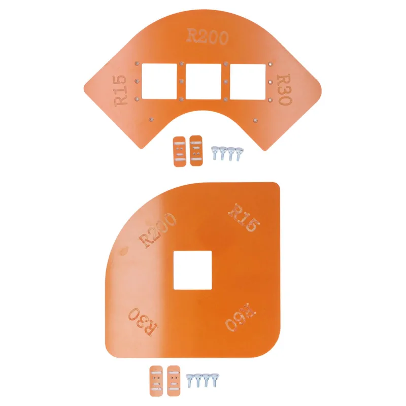 Juego de 2 plantillas para fresadora de radio, broca para redondear esquinas y herramienta de posicionamiento para carpintería.