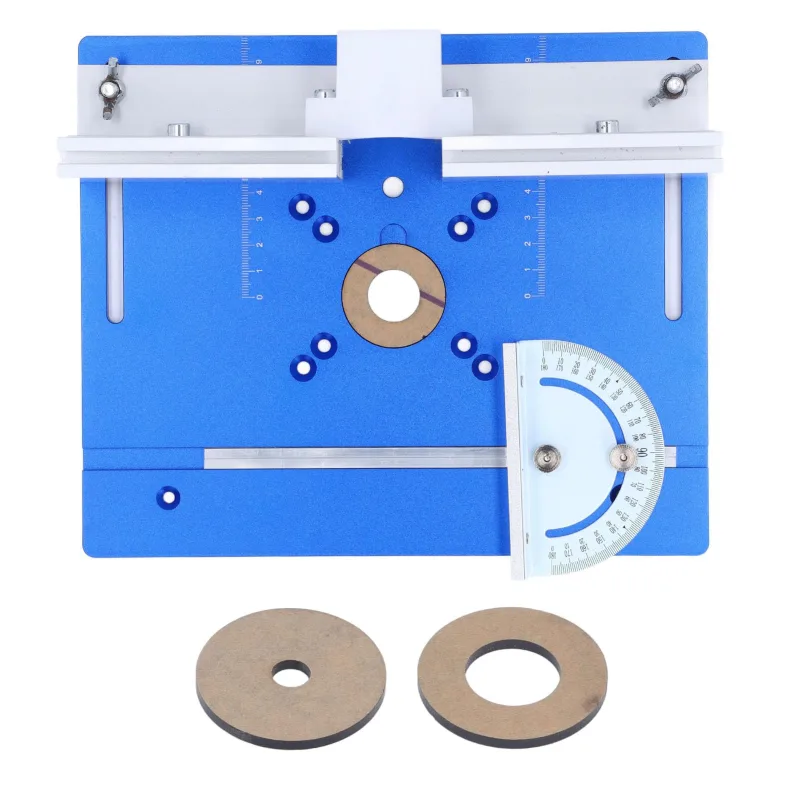 Placa de inserción para mesa de fresado de aleación de aluminio para taladrar y fresar con precisión para entusiastas de la carpintería (azul)