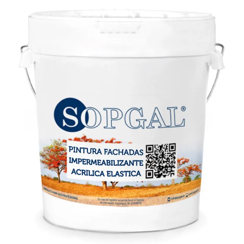 Pintura impermeabilizante de fachadas 100% acrílica (blanco satinado, 20kg) - impermeabiliza la fachada y evita la aparición de humedades
