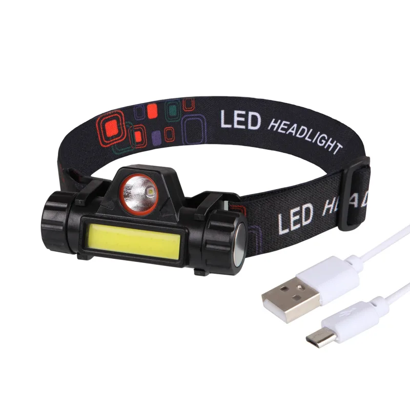 Linterna frontal led compacta, sumergible, recargable usb - ajustable - luz potente - resistente a la lluvia y la humedad - x1