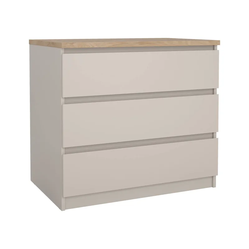 Cómoda vistara, cajonera multifuncional con 3 cajones, cómoda elegante para dormitorio, 77x50 h70 cm, beige
