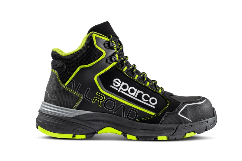 Bota de seguridad sparco motegi esd s3s sr fo hro negro / amarillo flúor - ideal para construcción - talla 47